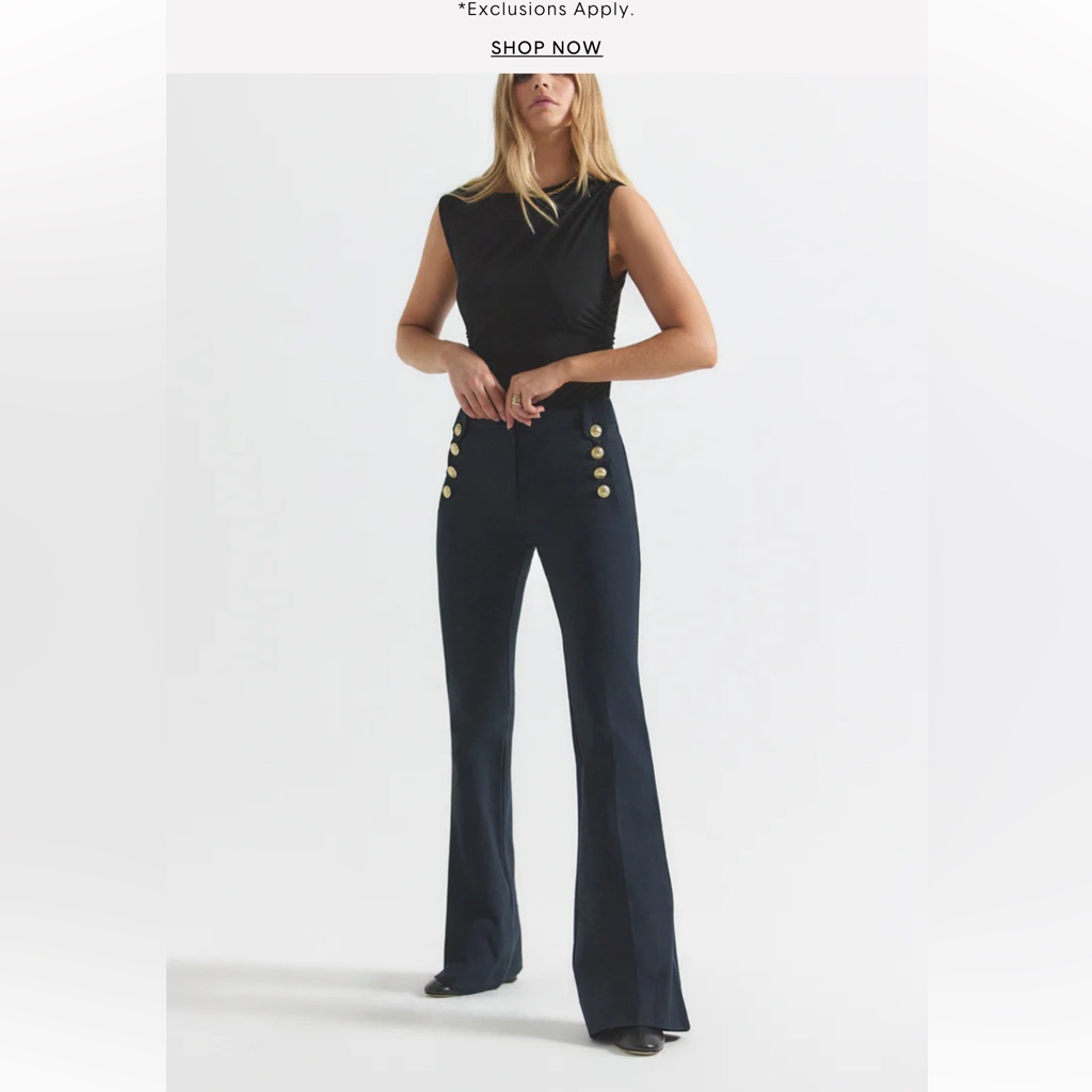 10 Crosby Derek Lam Womens Navy Trouser With Gold Buttons